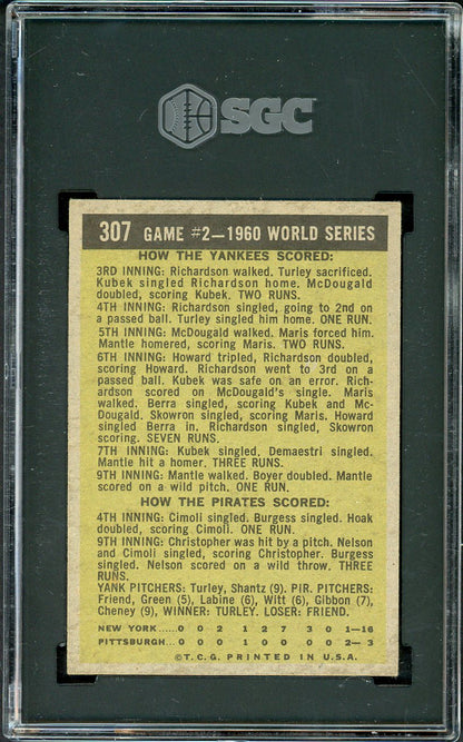 1961 Topps Baseball #307 World Series Game 2 Mickey Mantle SGC 6 EX-MT 560544