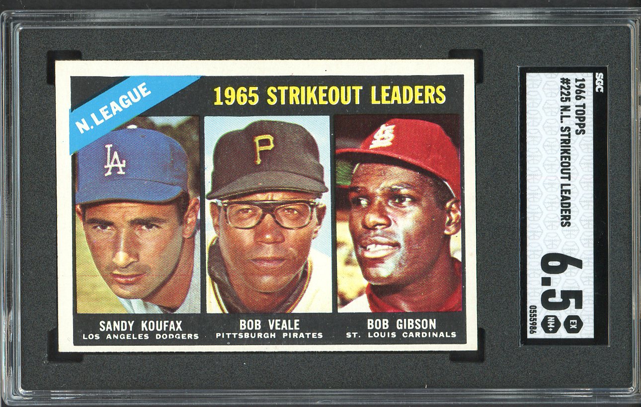 1966 Topps Baseball #225 N.L. Strike Out Leaders Sandy Koufax SGC 6.5 EX-MT+ 560547