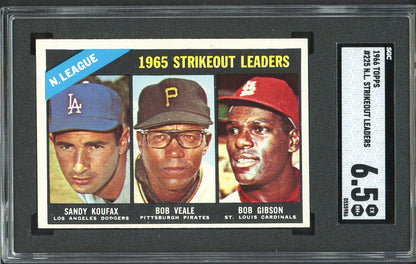 1966 Topps Baseball #225 N.L. Strike Out Leaders Sandy Koufax SGC 6.5 EX-MT+ 560547
