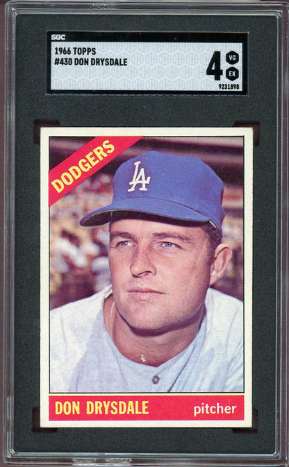 1966 Topps Baseball #430 Don Drysdale Dodgers SGC 4 VG-EX 560551