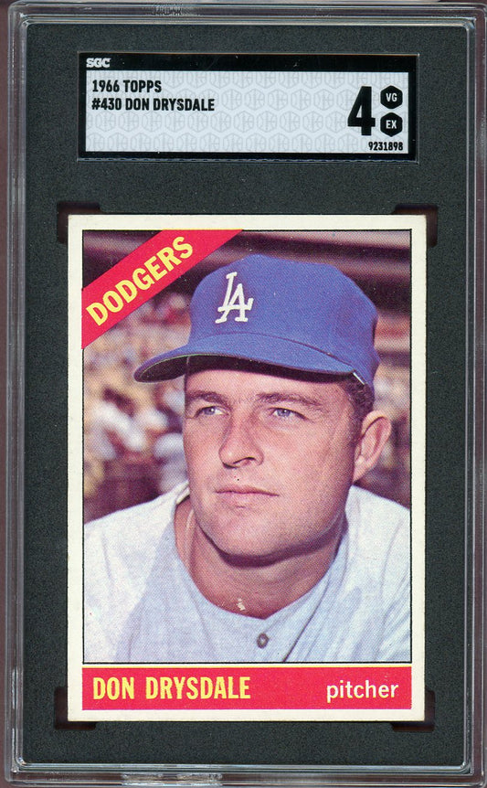 1966 Topps Baseball #430 Don Drysdale Dodgers SGC 4 VG-EX 560551