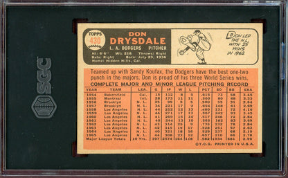 1966 Topps Baseball #430 Don Drysdale Dodgers SGC 4 VG-EX 560551