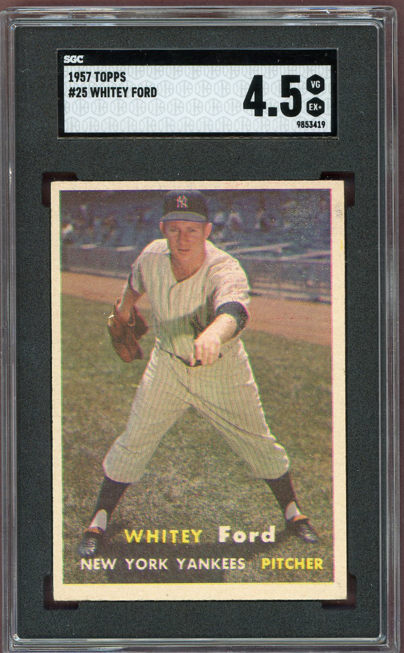 1957 Topps Baseball #025 Whitey Ford Yankees SGC 4.5 VG-EX+ 560556
