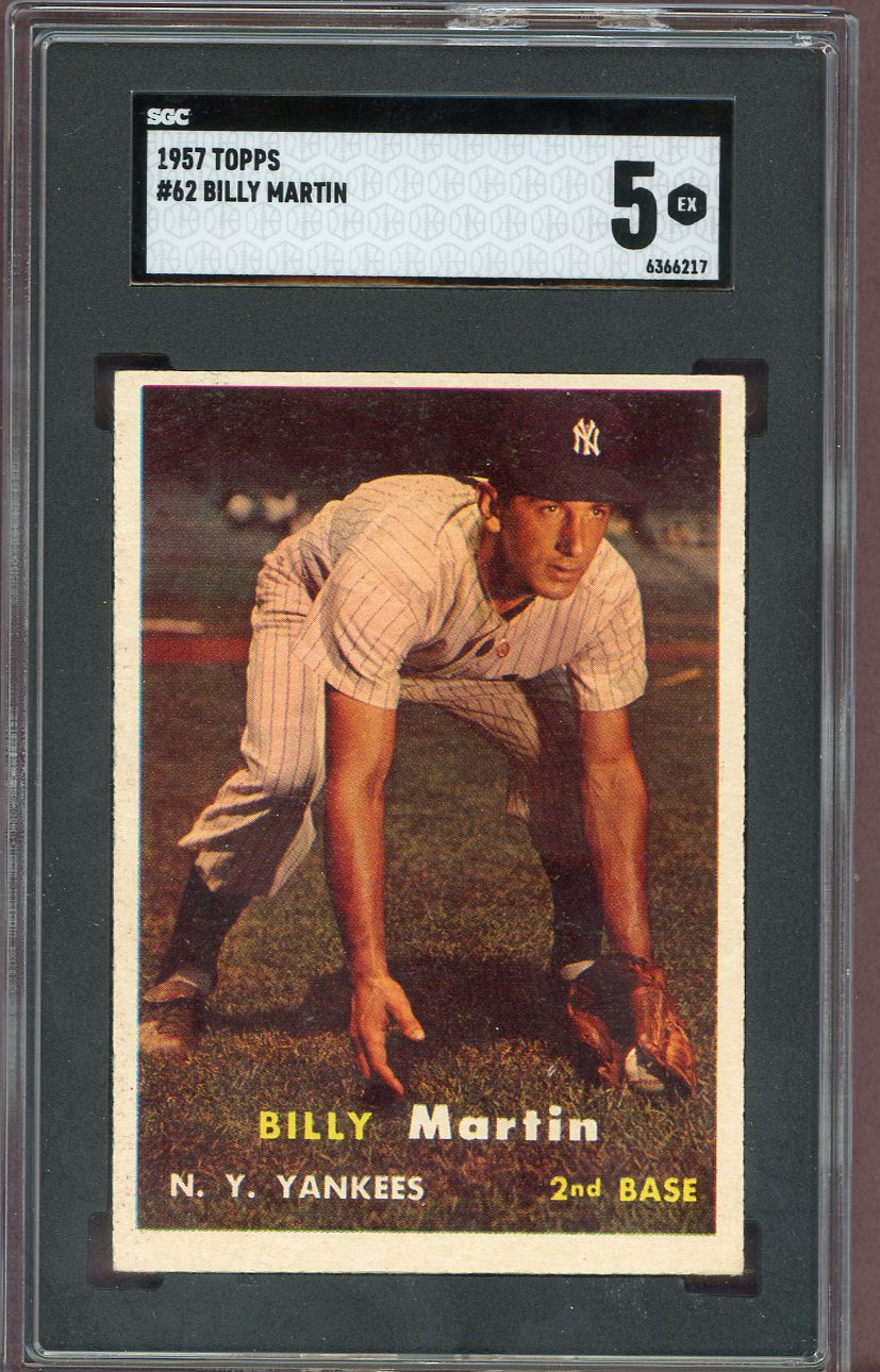 1957 Topps Baseball #062 Billy Martin Yankees SGC 5 EX 560557