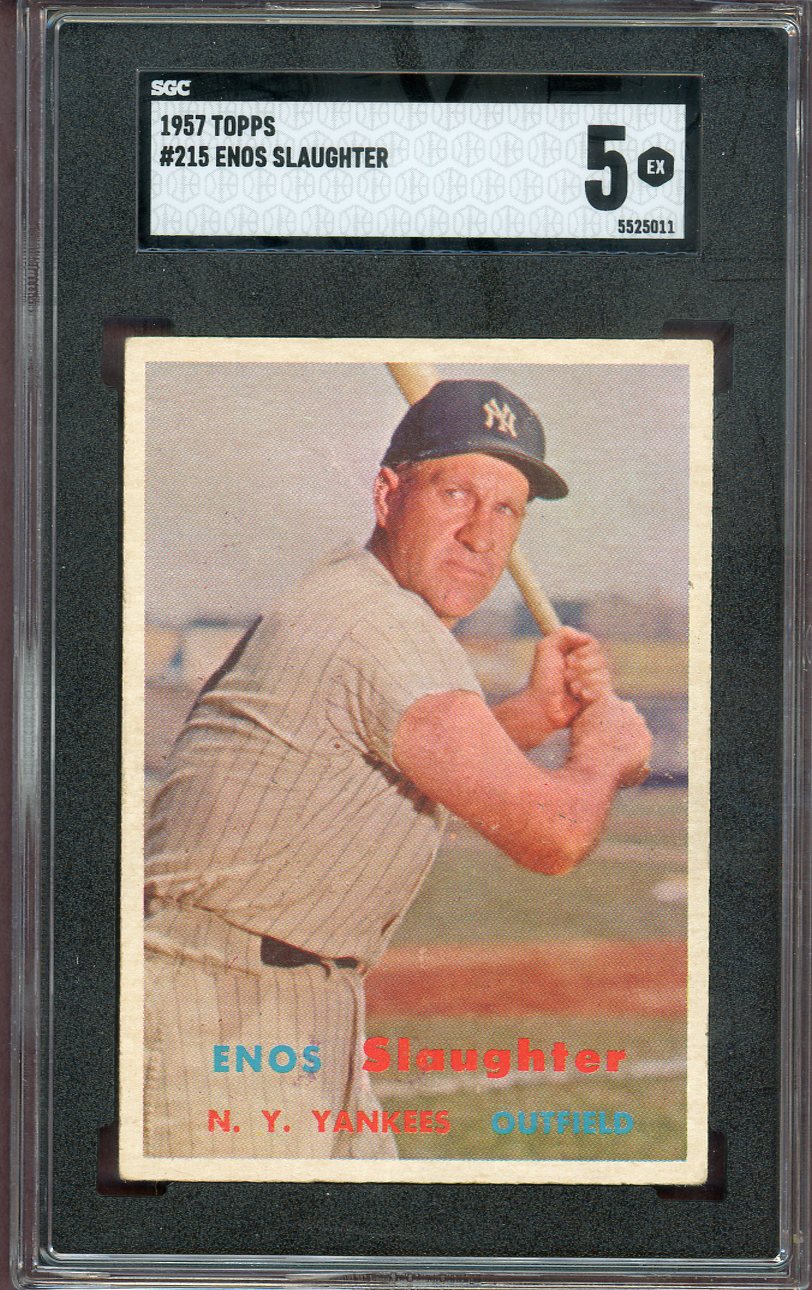 1957 Topps Baseball #215 Enos Slaughter Yankees SGC 5 EX 560562