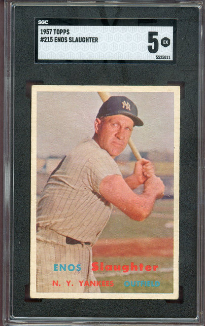 1957 Topps Baseball #215 Enos Slaughter Yankees SGC 5 EX 560562