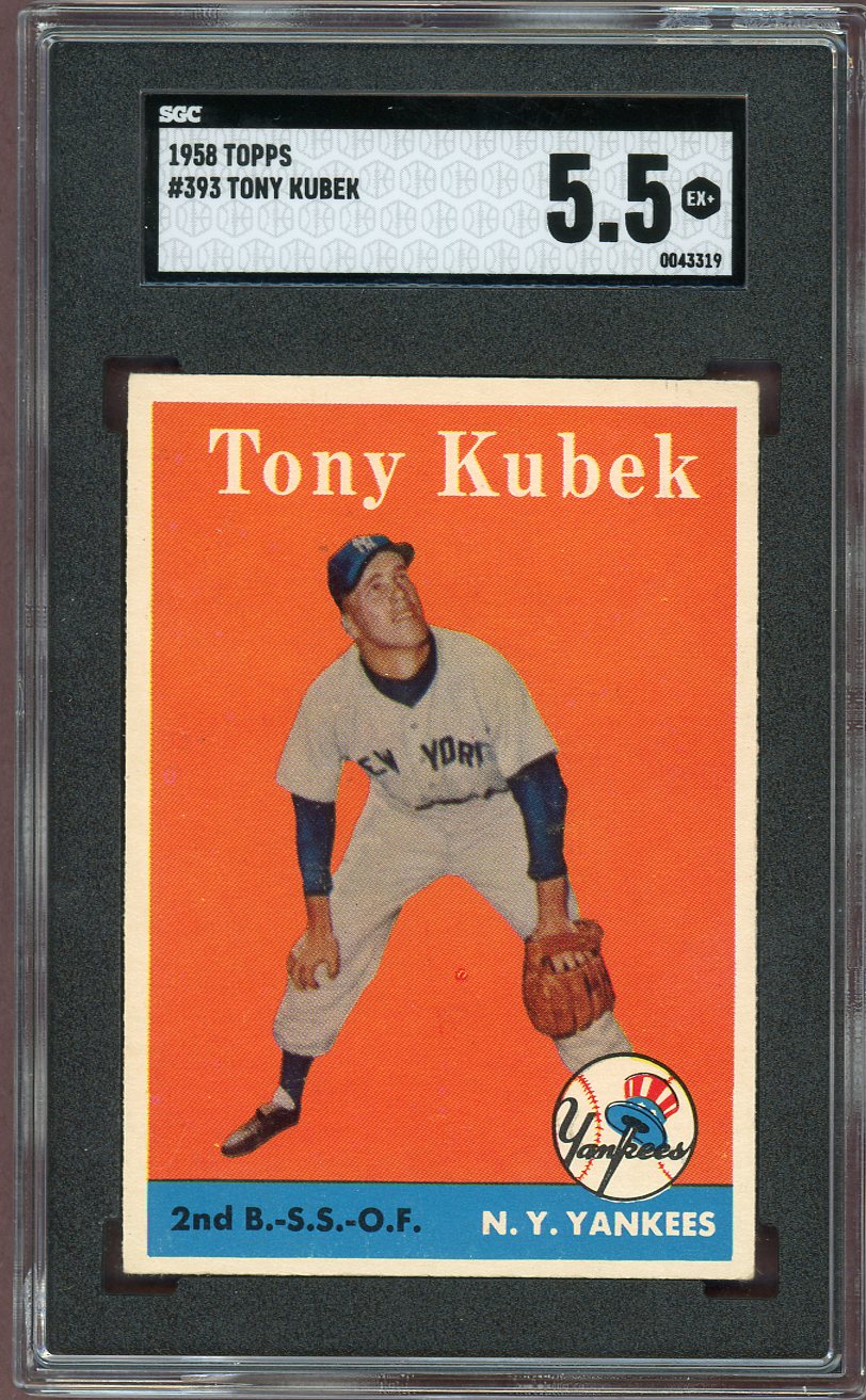 1958 Topps Baseball #393 Tony Kubek Yankees SGC 5.5 EX+ 560563