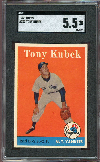 1958 Topps Baseball #393 Tony Kubek Yankees SGC 5.5 EX+ 560563