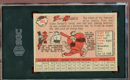 1958 Topps Baseball #393 Tony Kubek Yankees SGC 5.5 EX+ 560563