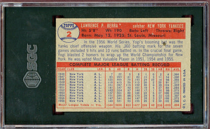 1957 Topps Baseball #002 Yogi Berra Yankees SGC 4.5 VG-EX+ 560564