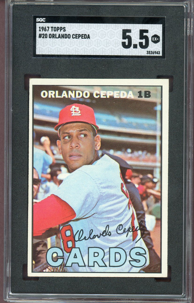 1967 Topps Baseball #020 Orlando Cepeda Cardinals SGC 5.5 EX+ 560565