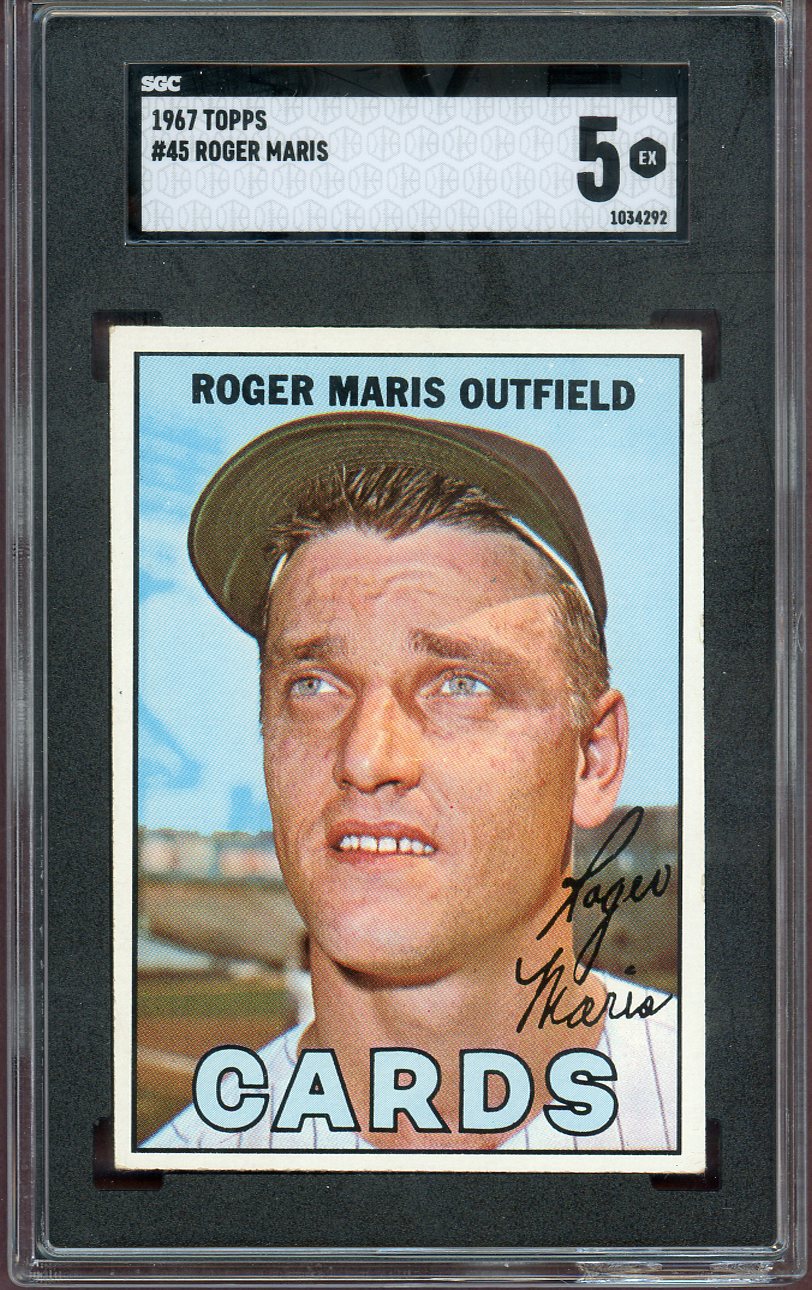 1967 Topps Baseball #045 Roger Maris Cardinals SGC 5 EX 560566