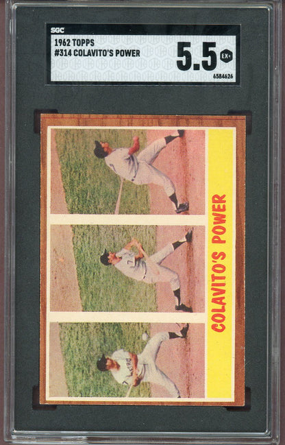 1962 Topps Baseball #314 Rocky Colavito IA Tigers SGC 5.5 EX+ 560569