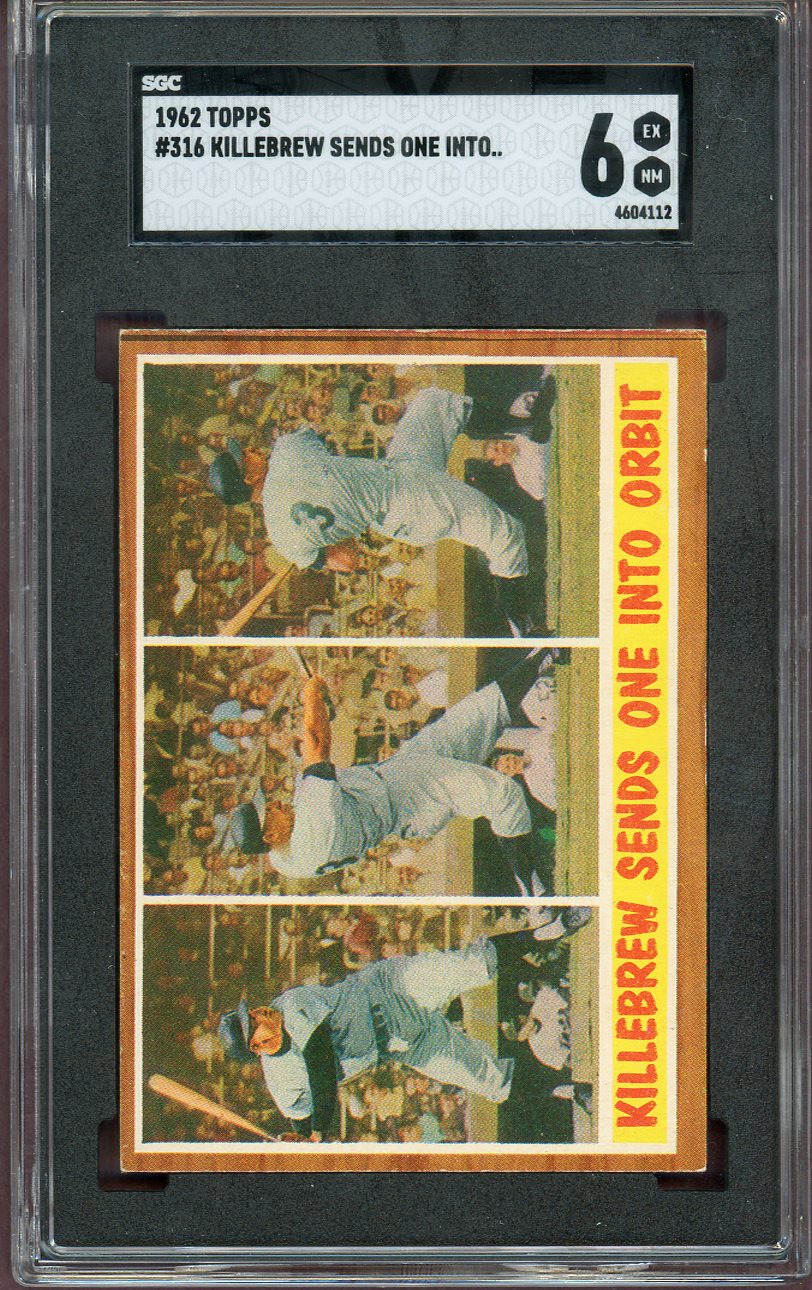 1962 Topps Baseball #316 Harmon Killebrew IA Twins SGC 6 EX-MT 560570