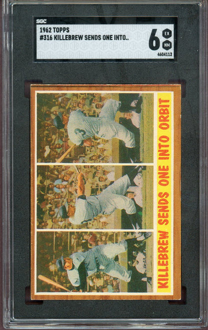 1962 Topps Baseball #316 Harmon Killebrew IA Twins SGC 6 EX-MT 560570