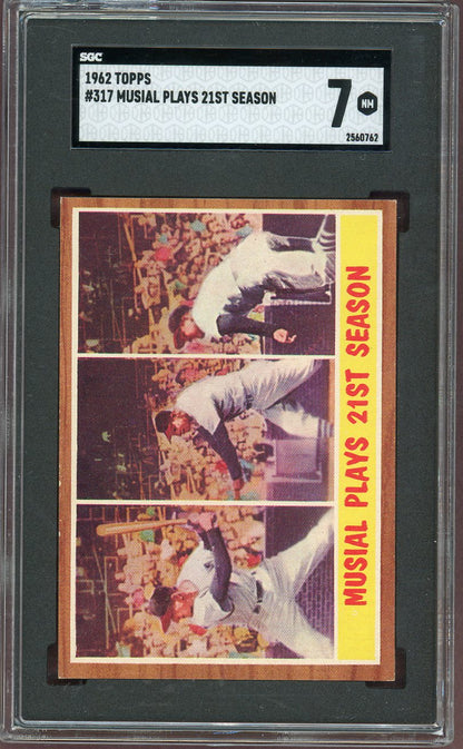 1962 Topps Baseball #317 Stan Musial IA Cardinals SGC 7 NM 560572