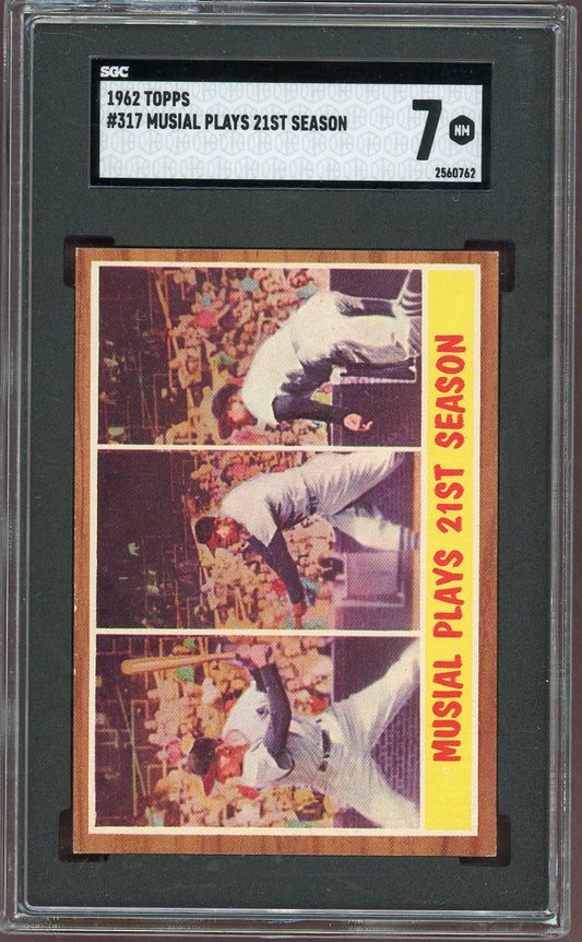 1962 Topps Baseball #317 Stan Musial IA Cardinals SGC 7 NM 560572