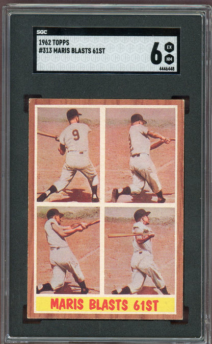 1962 Topps Baseball #313 Roger Maris IA Yankees SGC 6 EX-MT 560575