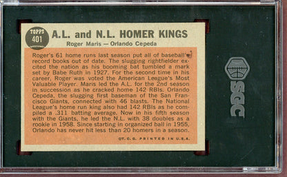 1962 Topps Baseball #401 Roger Maris Orlando Cepeda SGC 4 VG-EX 560576