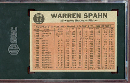 1962 Topps Baseball #312 Warren Spahn IA Braves SGC 6 EX-MT 560579