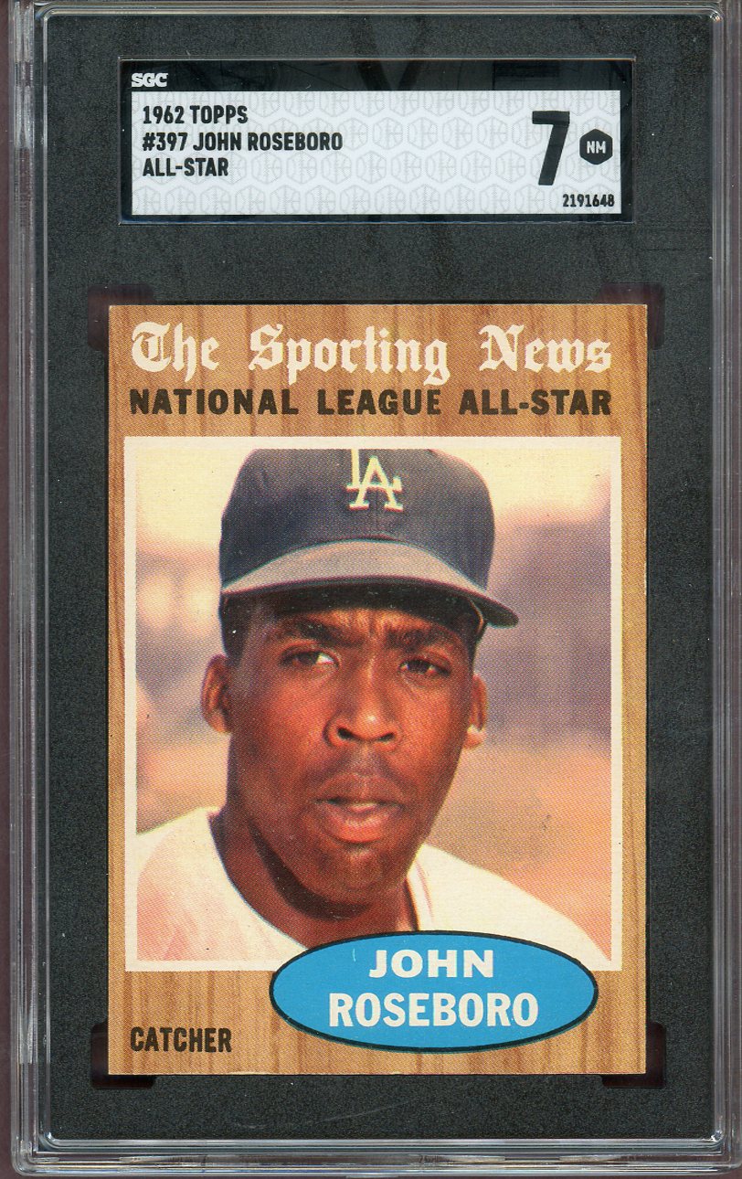 1962 Topps Baseball #397 John Roseboro A.S. Dodgers SGC 7 NM 560582