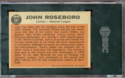 1962 Topps Baseball #397 John Roseboro A.S. Dodgers SGC 7 NM 560582