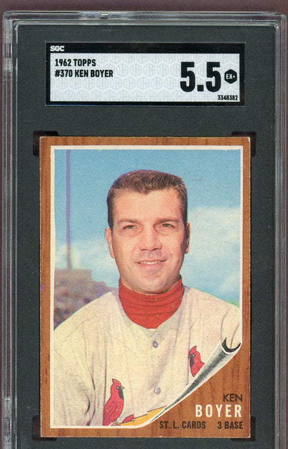 1962 Topps Baseball #370 Ken Boyer Cardinals SGC 5.5 EX+ 560584