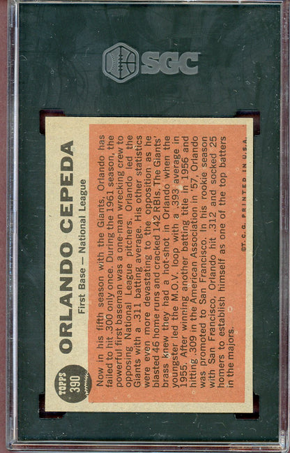 1962 Topps Baseball #390 Orlando Cepeda A.S. Giants SGC 6 EX-MT 560585