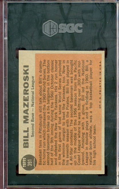1962 Topps Baseball #391 Bill Mazeroski A.S. Pirates SGC 7 NM 560586