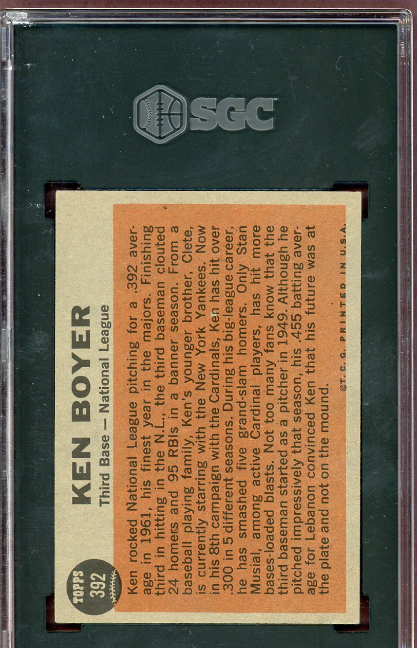 1962 Topps Baseball #392 Ken Boyer A.S. Cardinals SGC 6 EX-MT 560587