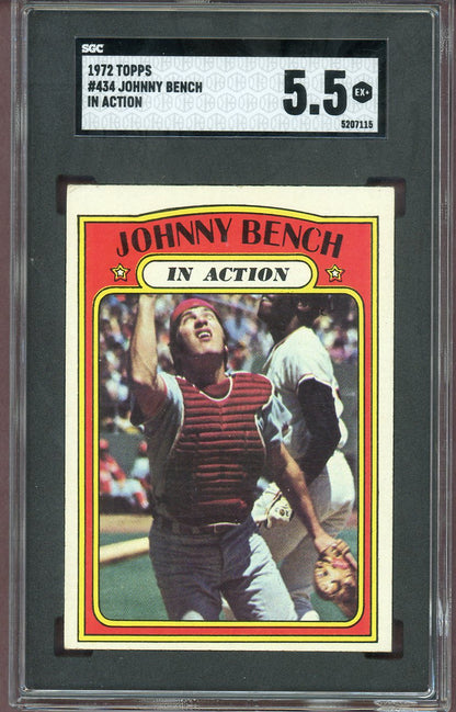 1972 Topps Baseball #434 Johnny Bench IA Reds SGC 5.5 EX+ 560589