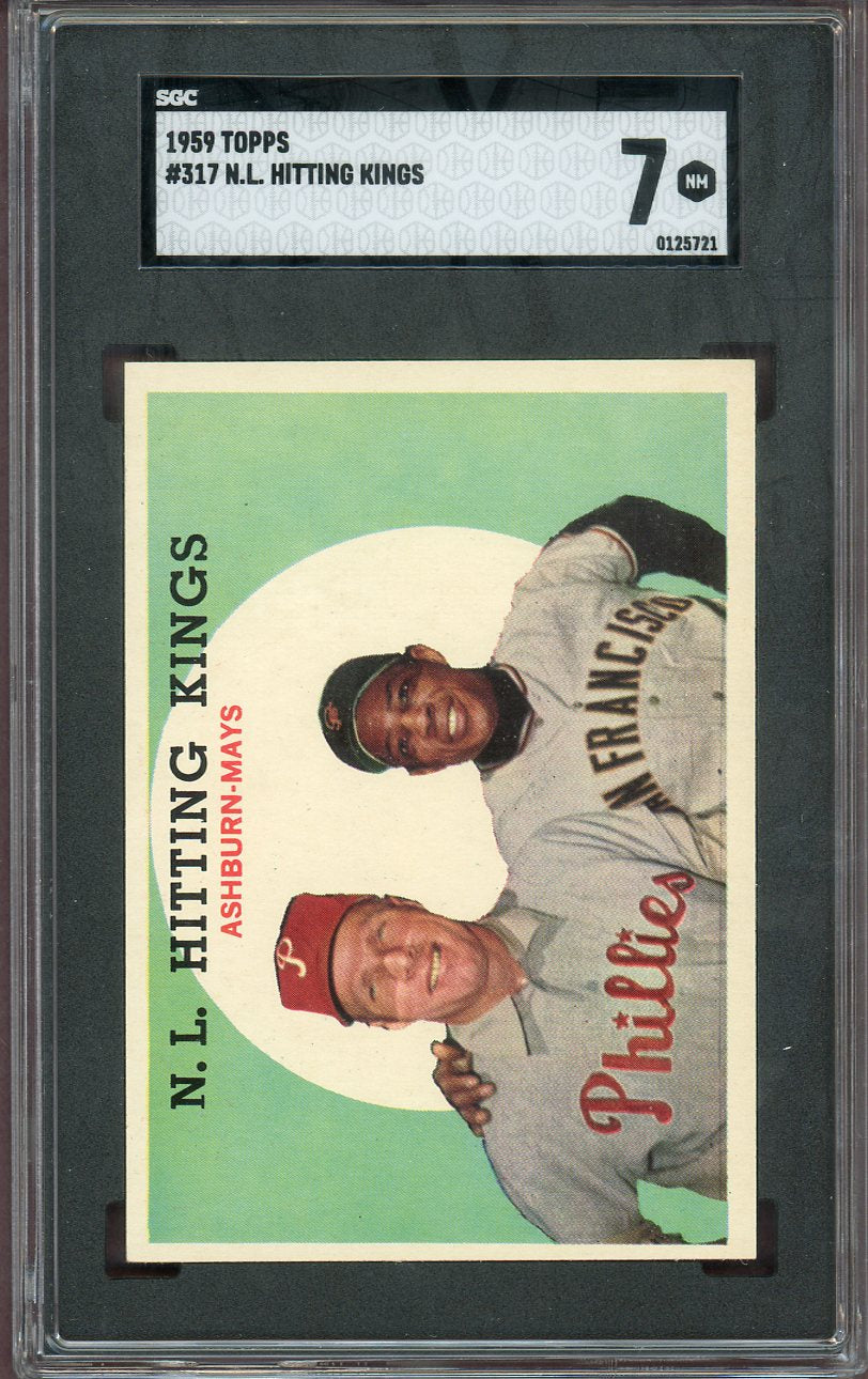 1959 Topps Baseball #317 Willie Mays Richie Ashburn SGC 7 NM 560590