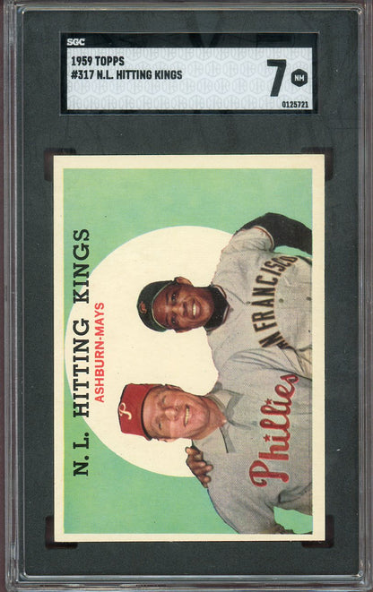 1959 Topps Baseball #317 Willie Mays Richie Ashburn SGC 7 NM 560590