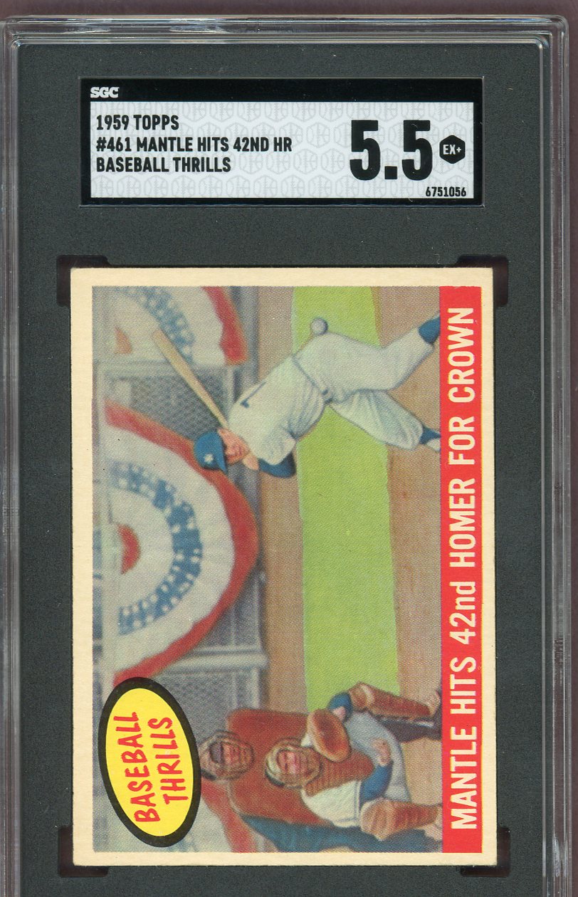 1959 Topps Baseball #461 Mickey Mantle IA Yankees SGC 5.5 EX+ 560591
