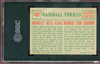1959 Topps Baseball #461 Mickey Mantle IA Yankees SGC 5.5 EX+ 560591