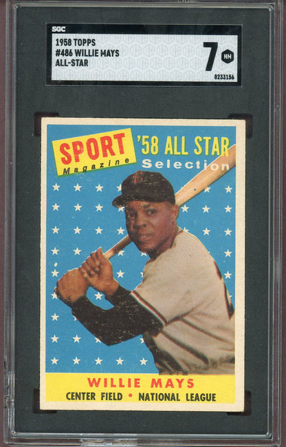 1958 Topps Baseball #486 Willie Mays A.S. Giants SGC 7 NM 560593