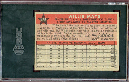 1958 Topps Baseball #486 Willie Mays A.S. Giants SGC 7 NM 560593
