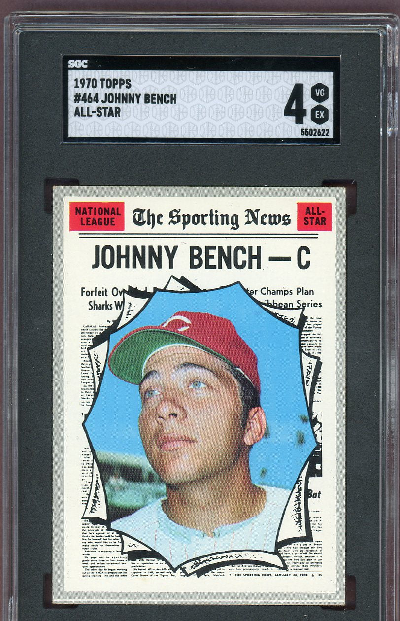 1970 Topps Baseball #464 Johnny Bench A.S. Reds SGC 4 VG-EX 560595