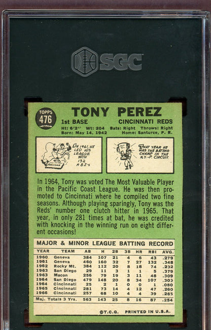 1967 Topps Baseball #476 Tony Perez Reds SGC 6 EX-MT 560600