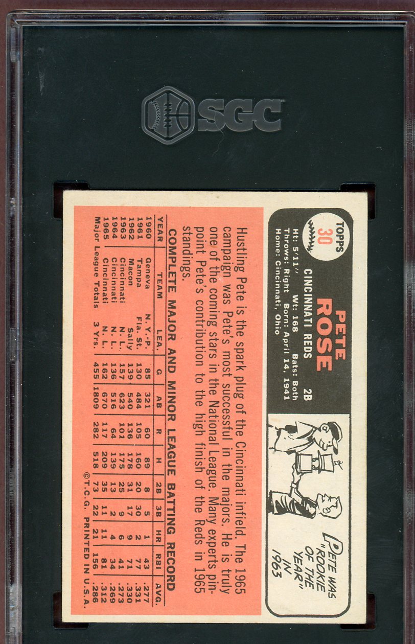 1966 Topps Baseball #030 Pete Rose Reds SGC 5 EX 560603