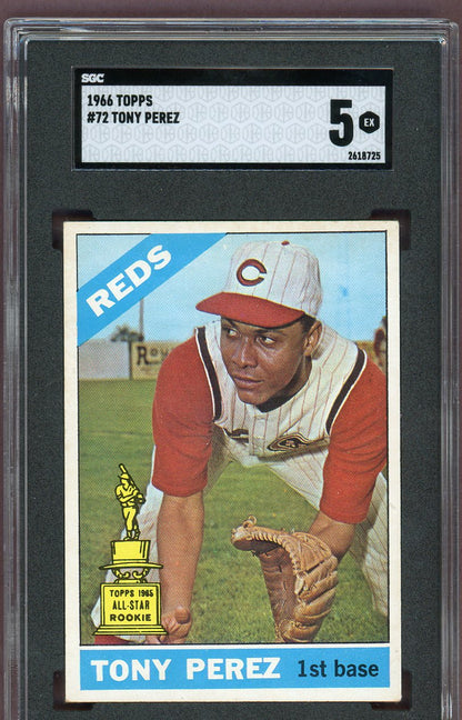 1966 Topps Baseball #072 Tony Perez Reds SGC 5 EX 560604