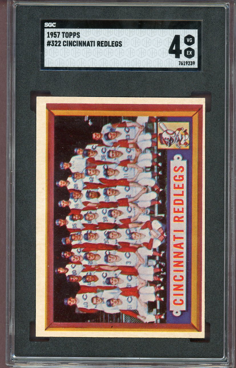 1957 Topps Baseball #322 Cincinnati Reds Team SGC 4 VG-EX 560605