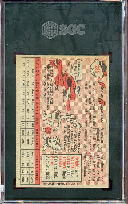 1958 Topps Baseball #285 Frank Robinson Reds SGC Auth 560606