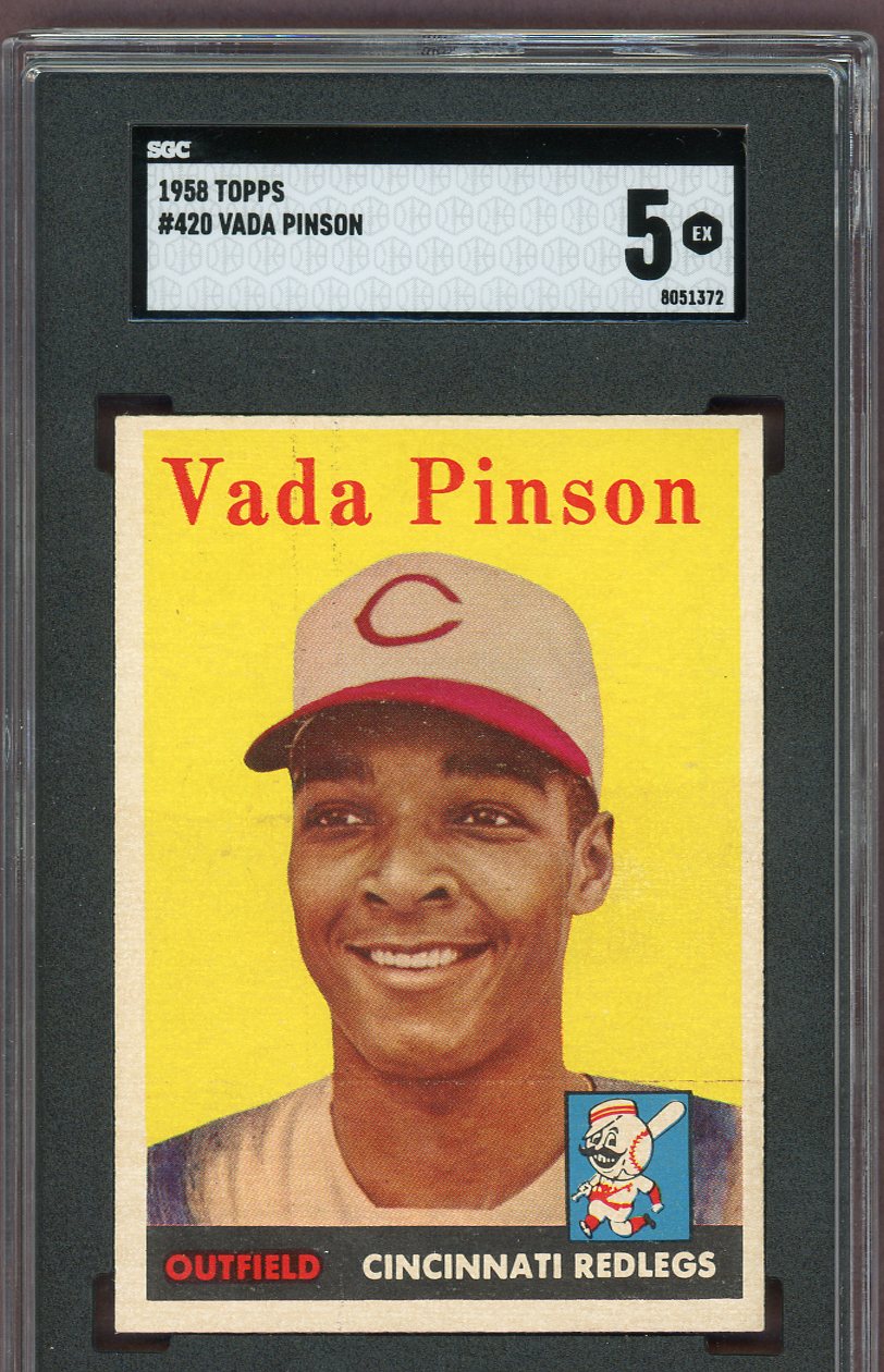 1958 Topps Baseball #420 Vada Pinson Reds SGC 5 EX 560607