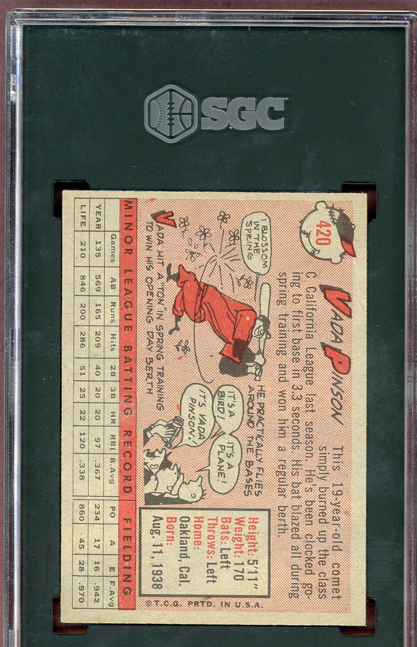 1958 Topps Baseball #420 Vada Pinson Reds SGC 5 EX 560607