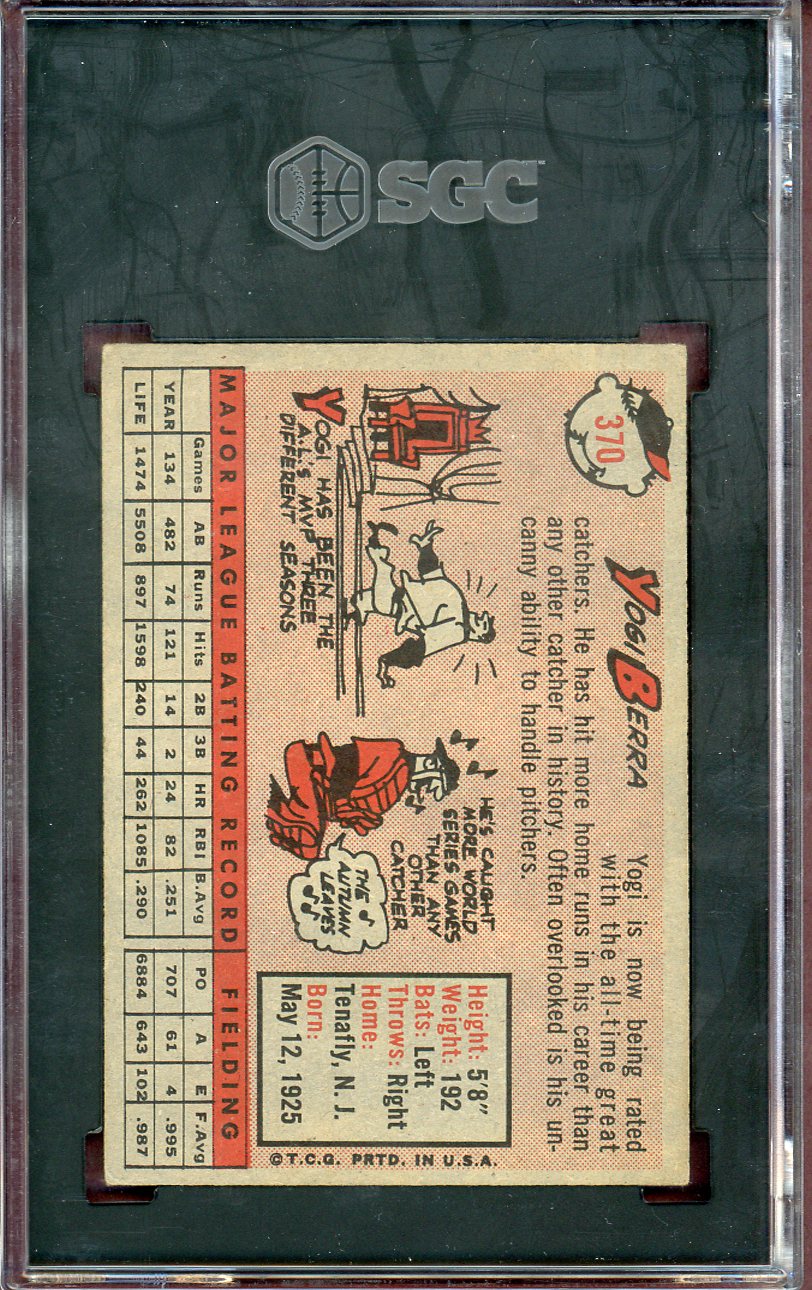 1958 Topps Baseball #370 Yogi Berra Yankees SGC 5 EX 560610