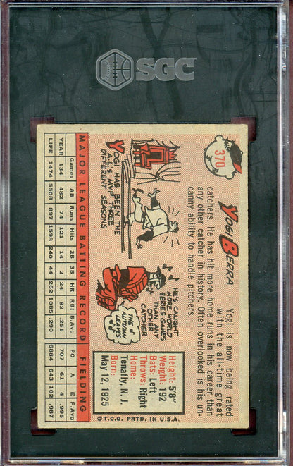 1958 Topps Baseball #370 Yogi Berra Yankees SGC 5 EX 560610