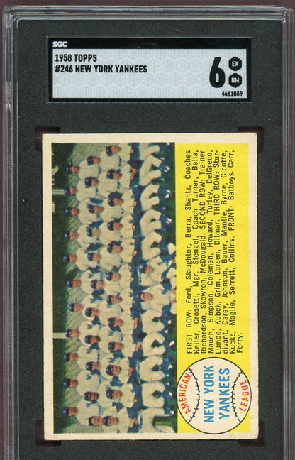 1958 Topps Baseball #246 New York Yankees Team SGC 6 EX-MT 560612