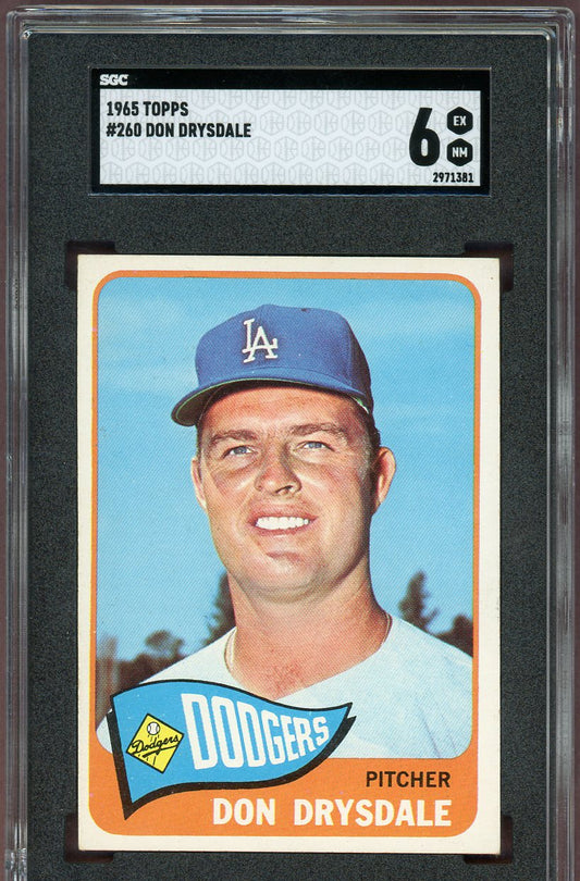 1965 Topps Baseball #260 Don Drysdale Dodgers SGC 6 EX-MT 560615