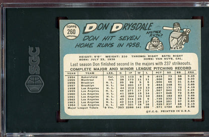 1965 Topps Baseball #260 Don Drysdale Dodgers SGC 6 EX-MT 560615